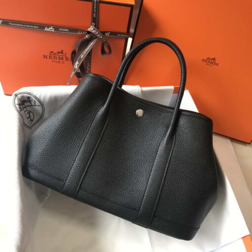 Replica Hermes Black Togo leather Garden Party 30cm Bag Machine sewing H239053