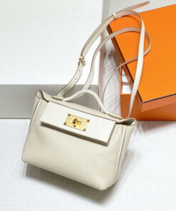 Replica Hermes Mini Kelly 2424 Leather 21cm H230264 White 2