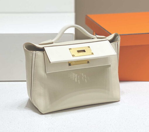 Replica Hermes Mini Kelly 2424 Leather 21cm H230264 White 3