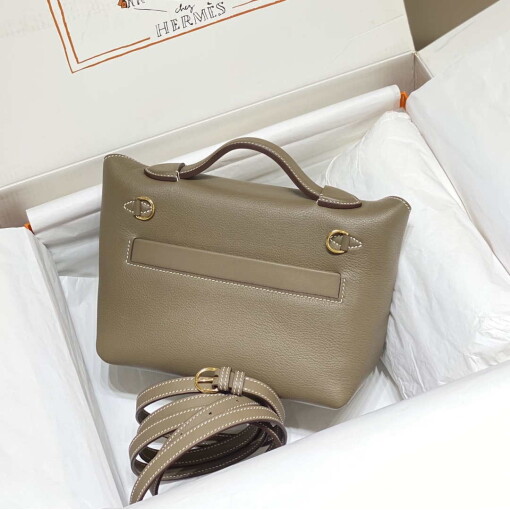 Replica Hermes Mini Kelly 2424 Leather 21cm H230265 Elephant gray