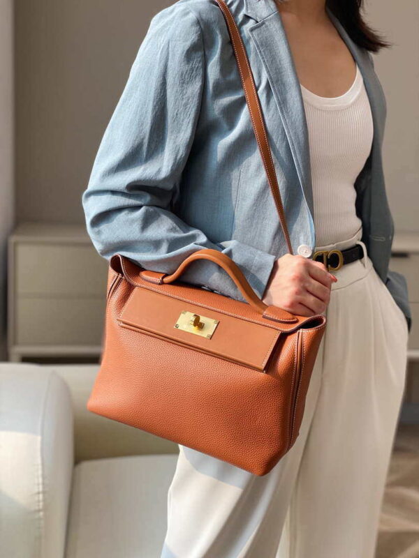 Replica Hermes Mini 2424 Leather 21cm H230262 Brown 15