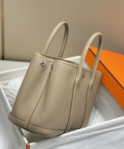 Replica Hermes Light Gray Clemence Garden Party 30cm Bag H239045 2