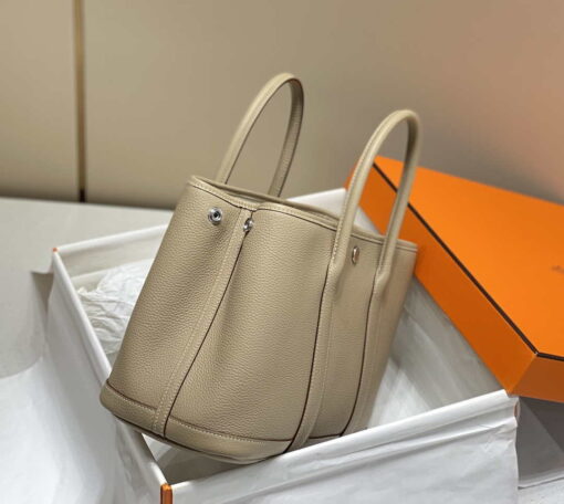 Replica Hermes Light Gray Clemence Garden Party 30cm Bag H239045 2