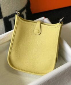 Replica Hermes Evelyne Bag Designer Hermes Mini Crossbody Real Bag 20434 Light Yellow 2