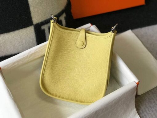 Replica Hermes Evelyne Bag Designer Hermes Mini Crossbody Real Bag 20434 Light Yellow 2