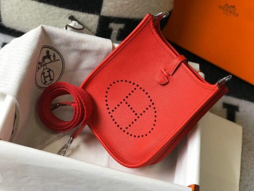 Replica Hermes Evelyne Bag Designer Hermes Mini Crossbody Real Bag 20432 Red 4