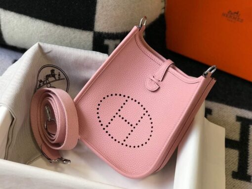 Replica Hermes Evelyne Bag Designer Hermes Mini Crossbody Real Bag 20430 Pink 2