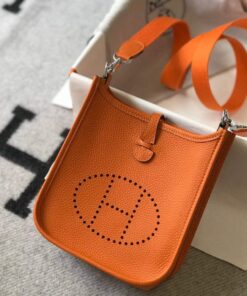 Replica Hermes Evelyne Bag Designer Hermes Mini Crossbody Real Bag 20428 Orange 2