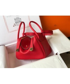 Replica Hermes Lindy 26cm Designer Tote Shoulder Bags Red Gold