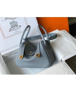 Replica Hermes Lindy 26cm Designer Tote Shoulder Bags Blue Gold