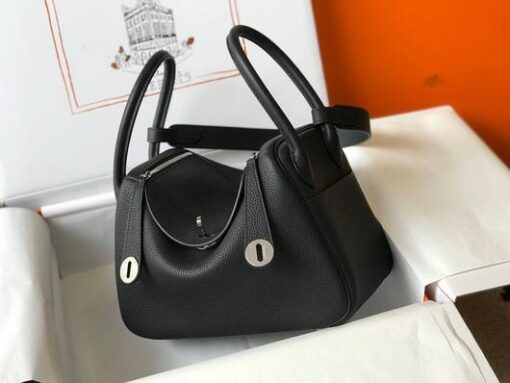 Replica Hermes Lindy 26cm Designer Tote Shoulder Bags Black 10