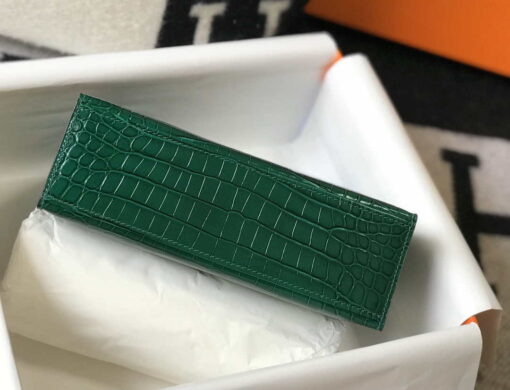 Replica Hermes Mini Kelly Pouchette Crocodile Leather H230238 Green 2