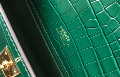 Replica Hermes Mini Kelly Pouchette Crocodile Leather H230238 Green 6