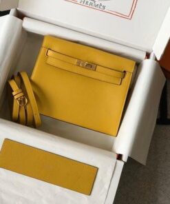 Replica Hermes Kelly Danse 22cm Leather Bag 20357 Yellow 2