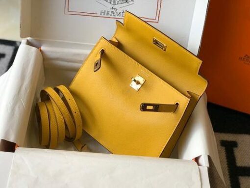 Replica Hermes Kelly Danse 22cm Leather Bag 20357 Yellow 4