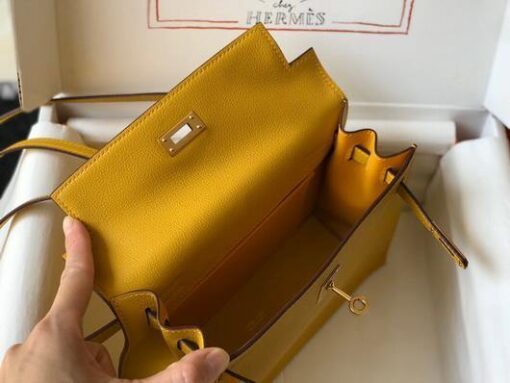 Replica Hermes Kelly Danse 22cm Leather Bag 20357 Yellow 8