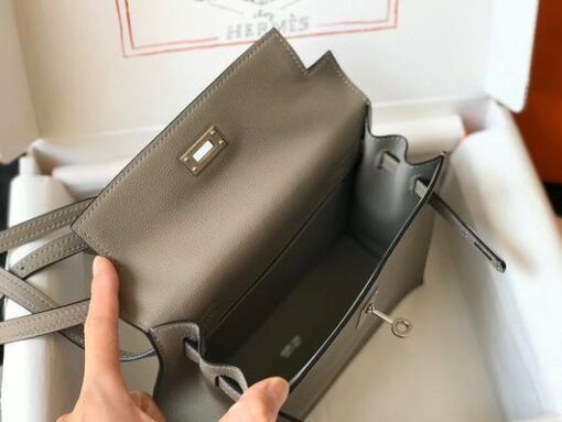 Replica Hermes Kelly Danse 22cm Leather Bag 20356 Gray 8