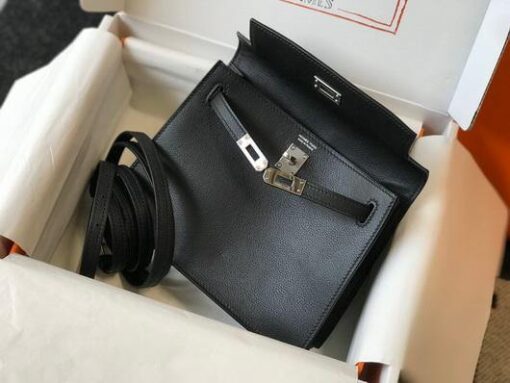 Replica Hermes Kelly 22cm of Danse Leather Bag 20350 Black 4