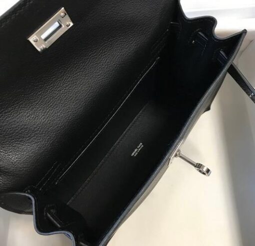 Replica Hermes Kelly 22cm of Danse Leather Bag 20350 Black 7