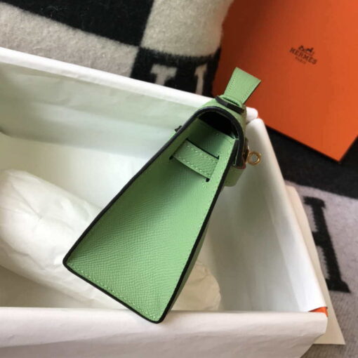 Replica Hermes Mini Kelly Pouchette Epsom Leather H230229 Green 4