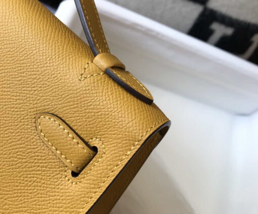 Replica Hermes Mini Kelly Pouchette Epsom Leather H230228 Yellow 6