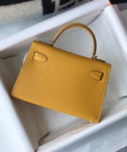 Replica Hermes Kelly Bag Hermes 19CM Epsom Shoulder Mini Bag Yellow 20463