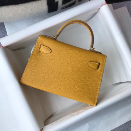 Replica Hermes Kelly Bag Hermes 19CM Epsom Shoulder Mini Bag Yellow 20463