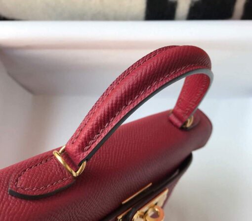 Replica Hermes Kelly Bag Hermes 19CM Epsom Shoulder Mini Bag Wine red 20462 5