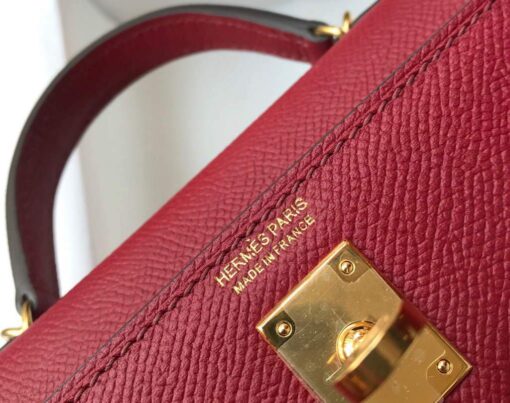 Replica Hermes Kelly Bag Hermes 19CM Epsom Shoulder Mini Bag Wine red 20462 6