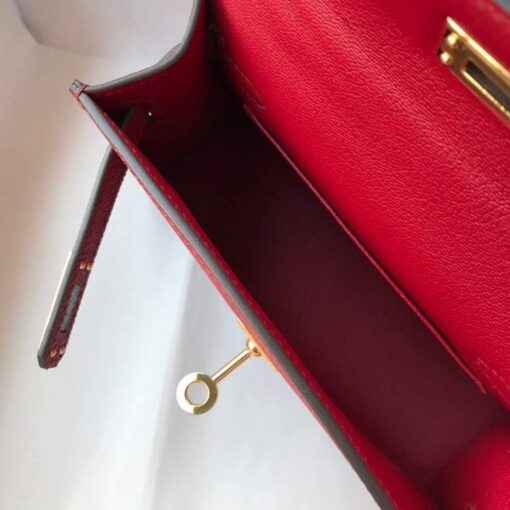 Replica Hermes Kelly Bag Hermes 19CM Epsom Shoulder Mini Bag Wine red 20462 8