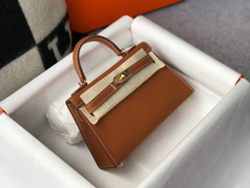 Replica Hermes Kelly Bag Hermes 19CM Epsom Shoulder Mini Bag Tan 20467 2