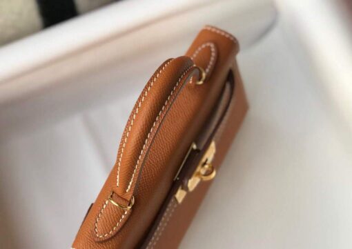 Replica Hermes Kelly Bag Hermes 19CM Epsom Shoulder Mini Bag Tan 20467 6