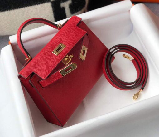 Replica Hermes Kelly Bag Hermes 19CM Epsom Shoulder Mini Bag Red 20465 4