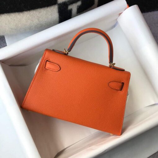 Replica Hermes Kelly Bag Hermes 19CM Epsom Shoulder Mini Bag Orange 20464