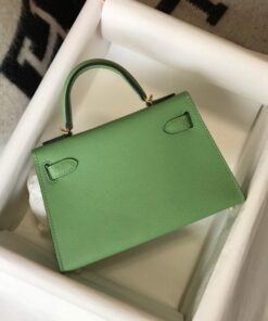 Replica Hermes Kelly Bag Hermes 19CM Epsom Shoulder Mini Bag Light green 20470