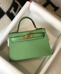 Replica Hermes Kelly Bag Hermes 19CM Epsom Shoulder Mini Bag Light green 20470 2