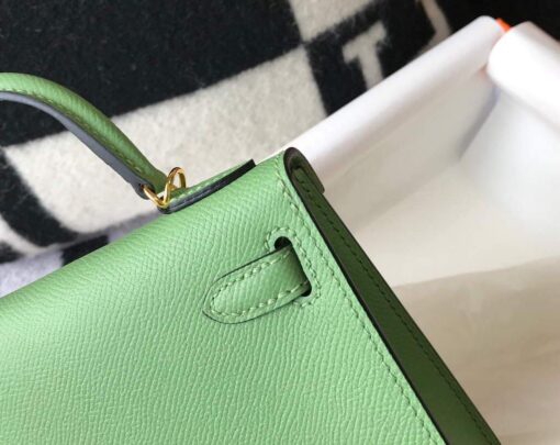 Replica Hermes Kelly Bag Hermes 19CM Epsom Shoulder Mini Bag Light green 20470 7