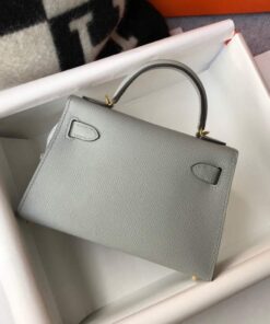 Replica Hermes Kelly Bag Hermes 19CM Epsom Shoulder Mini Bag Light gray 20460