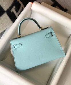 Replica Hermes Kelly Bag Hermes 19CM Epsom Shoulder Mini Bag Light blue 20473