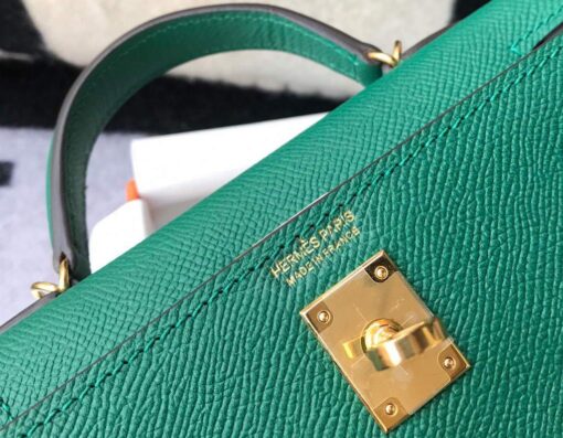 Replica Hermes Kelly Bag Hermes 19CM Epsom Shoulder Mini Bag Green 20471 4