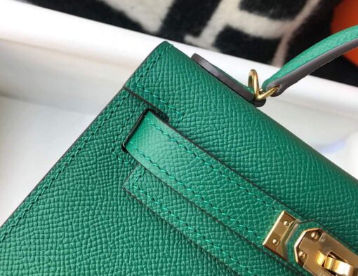 Replica Hermes Kelly Bag Hermes 19CM Epsom Shoulder Mini Bag Green 20471 6