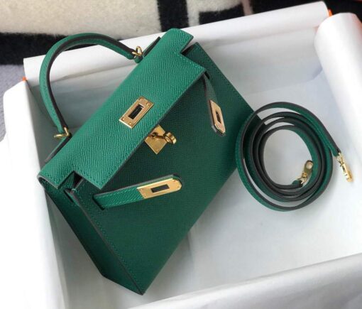 Replica Hermes Kelly Bag Hermes 19CM Epsom Shoulder Mini Bag Green 20471 7