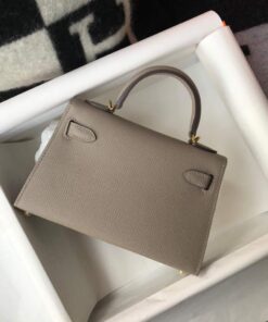 Replica Hermes Kelly Bag Hermes 19CM Epsom Shoulder Mini Bag Gray 20468