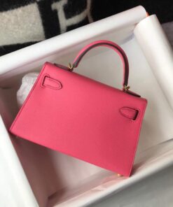 Replica Hermes Kelly Bag Hermes 19CM Epsom Shoulder Mini Bag Dark pink 20472