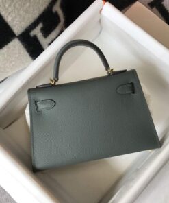 Replica Hermes Kelly Bag Hermes 19CM Epsom Shoulder Mini Bag Dark gray 20474