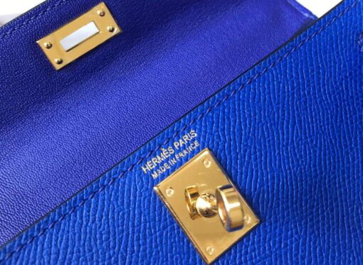 Replica Hermes Kelly Bag Hermes 19CM Epsom Shoulder Mini Bag Dark Blue 20475 4