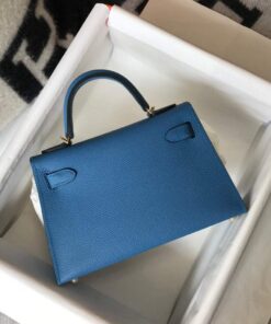 Replica Hermes Kelly Bag Hermes 19CM Epsom Shoulder Mini Bag Blue 20476