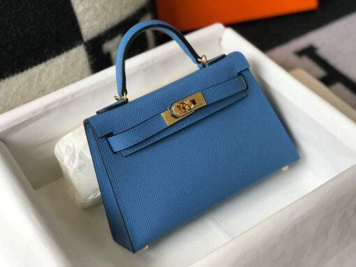 Replica Hermes Kelly Bag Hermes 19CM Epsom Shoulder Mini Bag Blue 20476 2