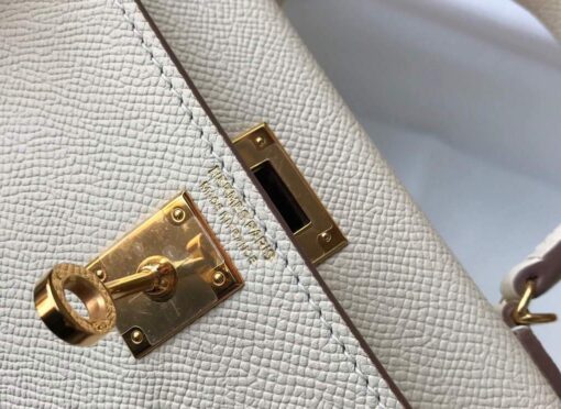 Replica Hermes Kelly Bag Hermes 19CM Epsom Shoulder Mini Bag Beige Gold buckle 20458 5