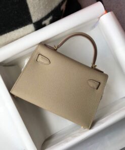 Replica Hermes Kelly Bag Hermes 19CM Epsom Shoulder Mini Bag Apricot 20466